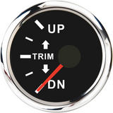 2'' 52mm Up to Dn Trim Gauge Outboard Engine Meter For Marine Boat 0-190ohm Fit Yacht Red Backlight 12V 24V Left Right Display