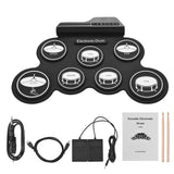 Electronic Drum Digital USB 7 Pads Roll up Drum Set Silicone Electric Drum Pad Kit With DrumStick Foot Pedal percussion