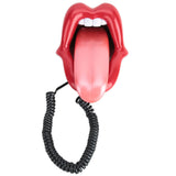 Home Phone Multi-Functional Red Large Tongue Shape Telephone Desk Corded Fixed Landline Phone Mouth Telephone for Home Hotel Use