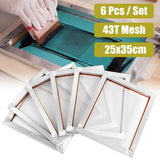 6Pcs 14inchX10inch Aluminium Alloy Silk Screen Printing Frame W 110 White Mesh