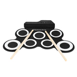 Portable Digital Electronic Folding Drum Set Kit 7 Silicon Drum Pads USB Powered with Drumsticks Foot Pedals 3.5mm Audio Cable
