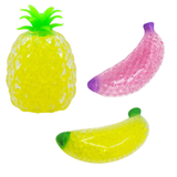 Spongy Banana Grape Bead Stress Ball Toys Squeeze Soft Fruit Shape Sensory Decompression Toy for Adult Kids Fidget Squishy Toys