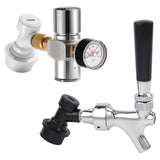 Beer Keg Charger CO2 Dispenser - Includes Keg Regulator 0-60 PSI, 7/16" Thread Adapter, Gas Ball Lock Quick Disconnect for Draft