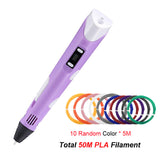 3D Printing Pen Digital Display Intelligent 3D Pen High Temperature 3D Graffiti Painting Pens with USB Educational Toys Gift