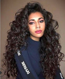 Wig Ladies Long Curly Hair Fluffy Black Synthetic Fiber Wig Head Cover