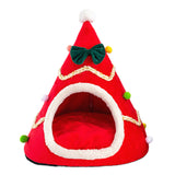 Pet Cat Bed House Christmas Tree Shape Cat Nest Puppy Cave Sleeping Bed Tent For New Year Small Dog Cushion Mat Accessories