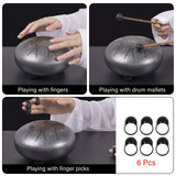 aklot Steel Tongue Drum 6 inch 8 Notes Silver Color Percussion Instrument with Drum Mallets Carry Bag Music Book