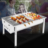 Outdoor Barbecue Grill for 3-5 People Stainless Steel Portable Barbecue Stove Thicken Picnic Barbecue Tools for Camping