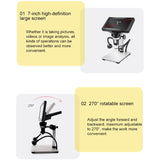 2021 latest 12MP DM9 HD 7 inch screen 1200x digital microscope industrial magnifier with wire control, suitable for iPhone iPad