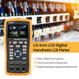 2.5-inch LCD Digital Handheld 100kHz LCR Meter LCR Multimeter Tester for Inductance Capacitance Resistance Measuring 0.6 Vrms