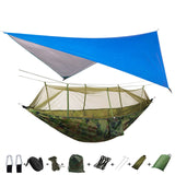 Outdoor Mosquito Net Parachute Portable Camping Hammock with Rain Fly Tarp,Nylon Hammocks Camping Hanging Sleeping Bed Swing