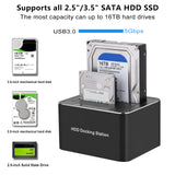 NEW Dual-bay Hard Drive Docking Station for 2.5/3.5inch HDD SSD SA-TA to USB 3.0 HDD Docking Station with 12V3A Power Adapter