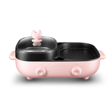 220V Household Electric Hotpot Cooker Multi Cooker Non-stick Hot Pot Meat Grill 2 In 1 Frying Pan Fast Heating