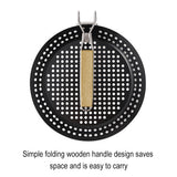 Outdoor Frying Pan Foldable Round Camping Iron Frying Pan for Picnic Barbecue Heat Resistant Steak Grilled Skillet