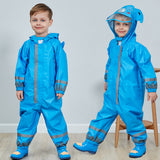 3-10Years Kids Cartoon Raincoat Outdoor Waterproof Jumpsuit One Piece Rainwear Coat Multicolor Unisex Children frog Giraffe Coat