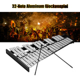 32-Note Xylophone Educational Glockenspiel Wooden Base Solid Aluminum Bars with Mallets with Carrying Bag for Children Adults