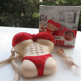 Creative Bikini Shape Landline Telephone with Red Headset, Push Button Corded Phone Telephone for Lady's Home Bedroom Decoration