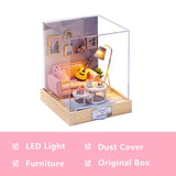 Diy Wooden Doll House Miniatures Kit Dollhouse Furniture Accessories Mini Doll House Casa Free Dust Cover Toys For Kids Gift