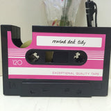 2 in 1 Multifunctional Pen Holder Creative Office Desk Stationery Organizer Retro Cassette Tape Dispenser Pen Holder Gift