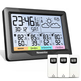 Newentor Q5 Weather Station With 3 Sensors Temperature Wireless Indoor Outdoor Forecast Hygrometer Humidity With Clock and Alarm