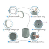 LED Table Lamp, Eye-Caring Light Press Control 3 Level Dimmer USB Portable Charging Port with Pencil Holder for Office