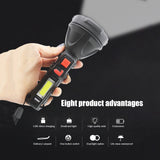 USB Rechargeable Portable LED Flashlight Powerful Waterproof Torch Searchlight for Outdoor Mountaineering Hiking Camping Tool