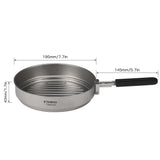 1100ml Titanium Fry Pan Ultralight Grill Frying Pan with Folding Handle for Outdoor Cooking Camping Hiking Backpacking