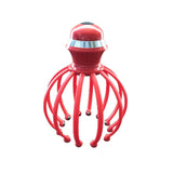 Upgraded Head Massager Electric Manual Dual-use Rechargeable New Steel Ball 12 Claw Head Massager Red