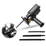 Reciprocating Saw Adapter Electric Drill Modified Tool Attachment with Ergonomic Handle 3 Saw Blades for Wood Metal Cutting