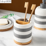Light Luxury Bathroom Decoration Accessories Ceramic Striped Toothbrush Cup Lotion Bottle Soap Dish Household Bathroom Supplies