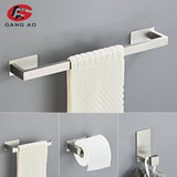 Stainless Steel Silver Bathroom Hardware Set Towel Rack Toilet Paper Holder Towel Bar Hook Bathroom Accessories Don't Drilling