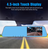 4.5 inch touch screen Dash Cam Full HD 1080P Rearview mirror Car Dvr With night vision  Car Parking monitoring Rear view camera