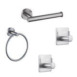 4pcs Home Towel Bar Punch Free Hotel Bathroom Accessory Kit Clothes Hanger Wall Mounted Toilet Paper Kitchen Storage Holder