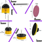13Pcs Drill Brush Attachment Scrub Pads Cleaning Brush Power Scrubber Set for Car Grout Bathroom Carpet Tile Brick