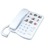 Big Button Corded Telephone with Speaker for Seniors Elderly, Amplified One Button Touch Picture Landline Phone for Old People