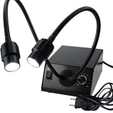 100V~240V Stable Shadow-free Lighting Microscope Illuminator Illumination w/ Dimmer Fiber Optic Dual Gooseneck Lights Cold LED