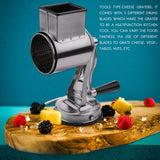 Stainless Steel Cheese Grater, Rotary Chopper, Vegetable Shredder Salad Slicer Multi-Use Hand Grater Grinder 5 Blades