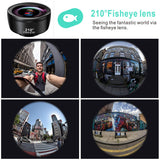 2022.Wide Angle Mobile Phone Camera Lens Fish Eye Macro Lens for iPhone 11 Pro XS Se 20 Universal 7in1 Smartphone Fisheye Lens