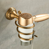 Nail Free Hair Dryer Holder Antique Brass  Bathroom Shelf Rack Washroom Accessories