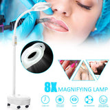 Pro 8X Diopter Beauty Facial Light 120 LED Magnifying Floor Stand Lamp Magnifier Glass Cold Ligth Len For Salon Nail Tattoo 220V