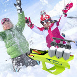 Snowball Launcher Snow Ball Maker Slingshot Thrower with Handle 3 Round Snow Balls for Winter Outdoor Snowball Fighting Toy