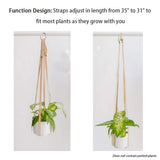 Garden Home Portable Plant Hanger Patio Faux Leather Hanging Basket Flexible Indoor Outdoor Adjustable Length Wall Decoration