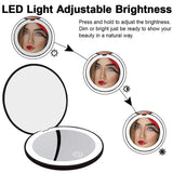 Mini Portable Folding Travel Mirror LED Light Makeup Mirror Compact Mirror 10X Magnification 2-sided Beauty Makeup Round Mirror