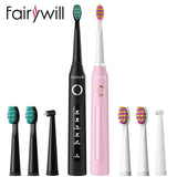 Fairywill Electric Sonic Toothbrush FW-507 USB Charge Waterproof Rechargeable Electronic Tooth 8 Brushes Replacement Heads Adult