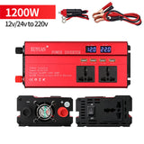 1200W/2000W Potable Car LED Display Screen Power Inverter Converter DC 12V To AC 220V 4 USB Car Charger Converter Adapter