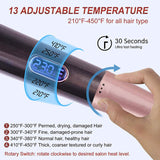 2 In 1 Hair Curler and Straightener Spiral Wave Curler Flat Curling Iron Crimp Straightening Tools 360° Rotation LCD Display
