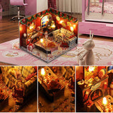 DIY Miniature Dollhouse Kits Furniture Christmas Carnival Night Wooden Dolls House With LED Light Toys For Children Gift