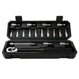 WISRETEC 2-20Nm 1/4 Inch 18PCS Dual Scable Torque Wrench Set Preset Torque Wrench Bits Set Adjustable Torque Wrench