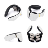 6-Zone Neck Massager With Control Remote 15 Levels Strength Kneading Vertebra Muscle Hammer TENS Electric pulse Heating Therapy