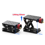 120x80 Aluminum Alloy Lifting Table Z-Axis Manual Lift Platform 55mm High Precise Optical Sliding Lifting Displacement Platform